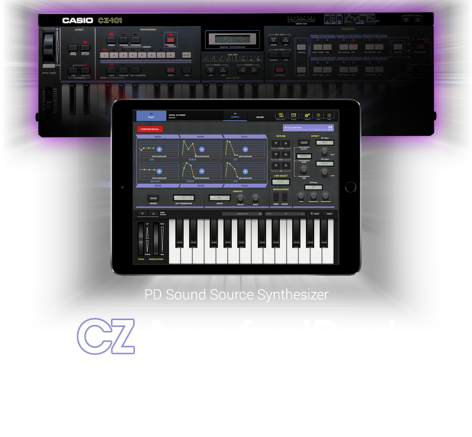 PD Sound Source Synthesizer "CZ-App fir iPad" - A PD sound source synthesizer capable of producing a huge range of sounds, now reborn on the iPad!